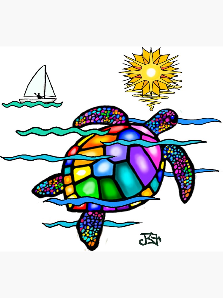Sea Turtle with Stained Glass Effect (E) by JeanBFitzgerald
