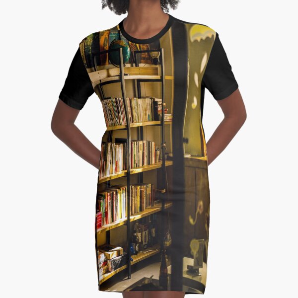 fwc 1395 bookcase books bookshelves Graphic T-Shirt Dress