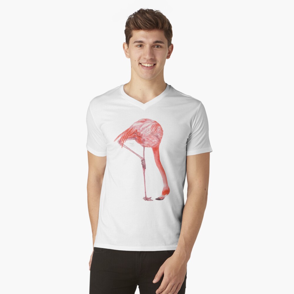 Watercolor Flamingo V-Neck T-Shirt