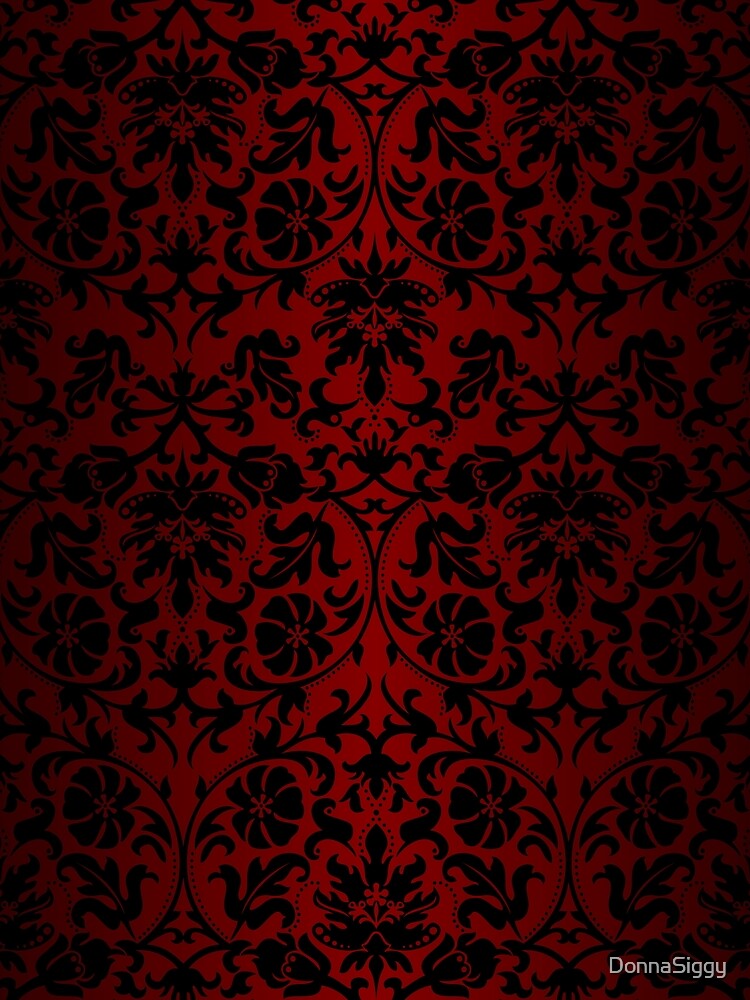 Dark Red and Black Damask Pattern by DonnaSiggy