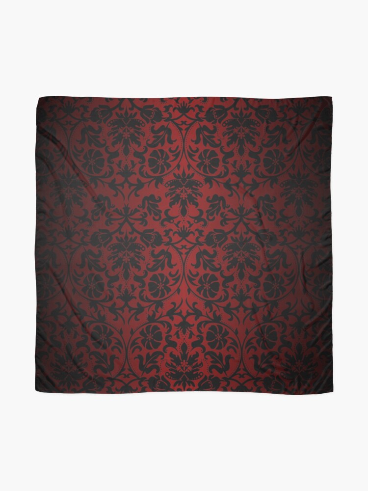 Alternate view of Dark Red and Black Damask Pattern Scarf