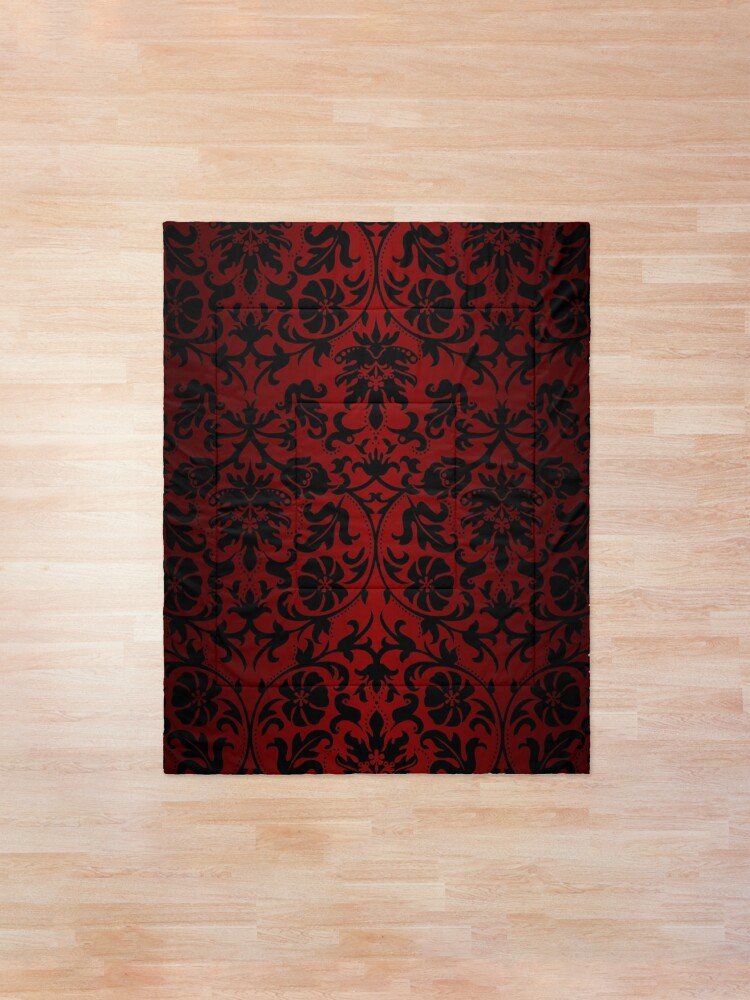 Alternate view of Dark Red and Black Damask Pattern Comforter