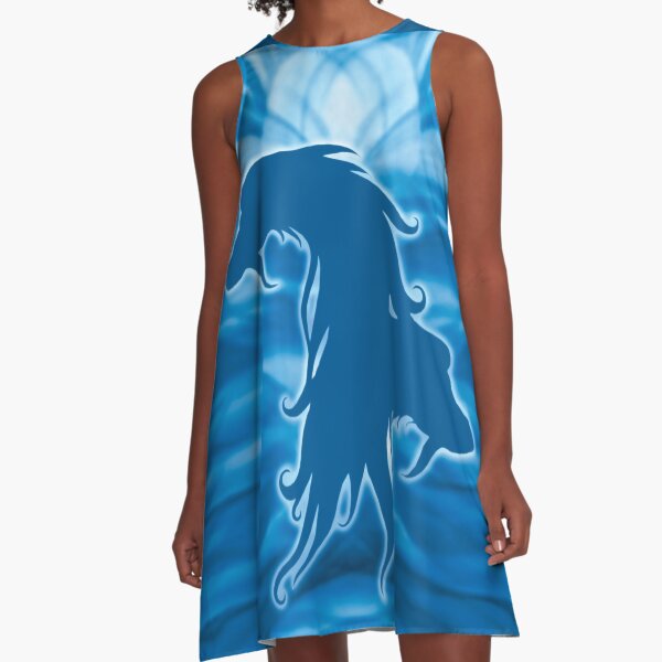 Blue Afghan Hound Silhouette. A-Line Dress