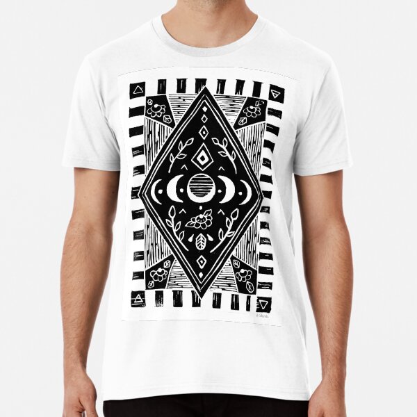Linoprint - triple moon phases in black Premium T-Shirt
