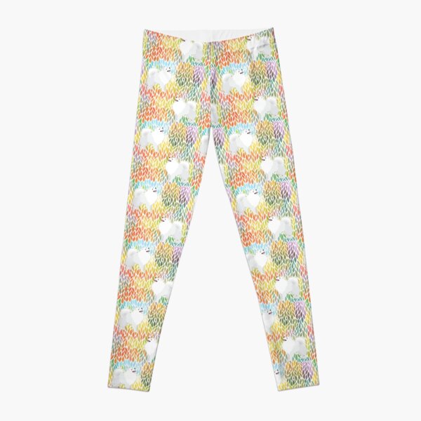 American Eskimo Dog Breed Illustration Silhouette Leggings