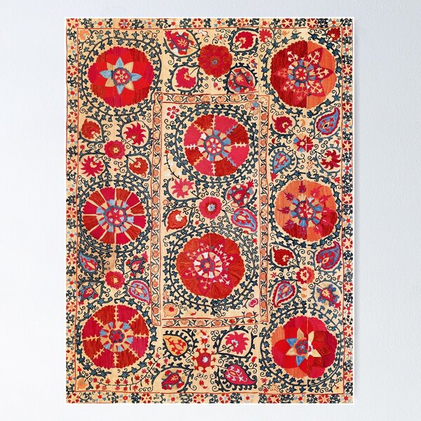 Aperçu de l'œuvre Samarkand Suzani Sud-Ouest de l’Ouzbékistan Broderie Imprimer créée et vendue par Vicky Brago-Mitchell®.