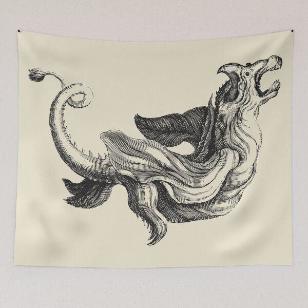 Item preview, Ghoulish Dragon Antique Drawing | Ancient Fine Art Illustration  designed and sold by freshlypeeled.