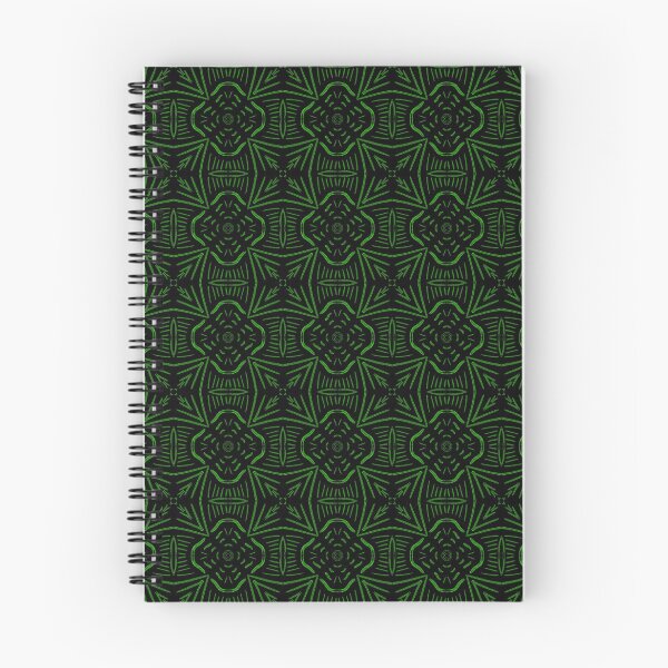 Item preview, Star and Flower Motif - Green On Black designed and sold by Blenderbeetle.