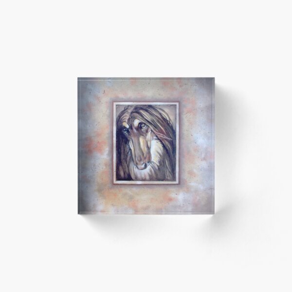 Afghan Hound. Black and Tan. Acrylic Block