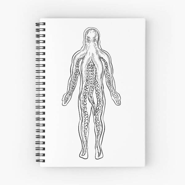 Item preview, Alien Octopus Inside Human Body Drawing Black and White designed and sold by patrimonio.