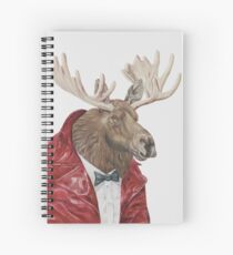 Moose in Leather Spiral Notebook