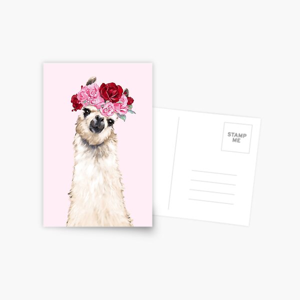 Item preview, Llama with Pink Roses Flower Crown designed and sold by bignosework.