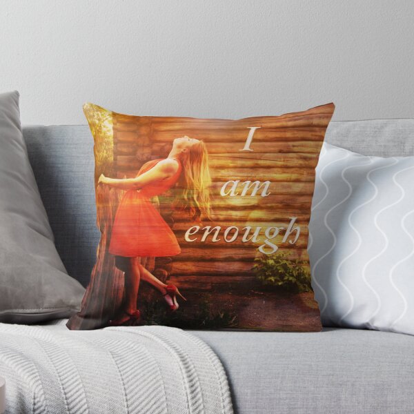 I am enough woman at fence Throw Pillow