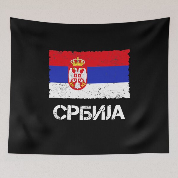 Item preview, Serbia Flag Used Look Vintage designed and sold by Argentini.