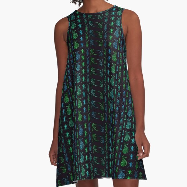 Neon Insect Stripes 1 A-Line Dress