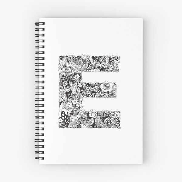 Item preview, Letter E | Black and white | Flower Pattern | Typography | Name art | Custom designed and sold by hayleylauren.