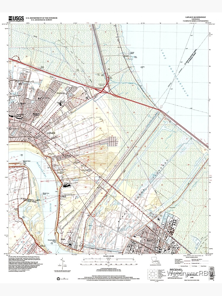 "USGS TOPO Map Louisiana LA Laplace 332542 1998 24000" Poster by