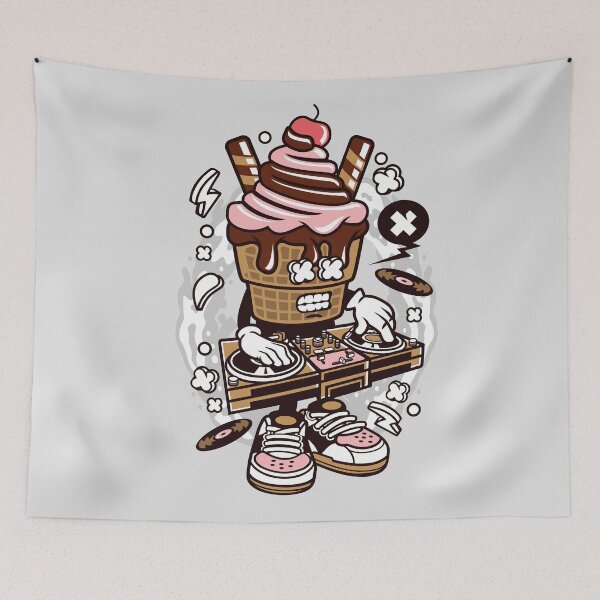 Item preview, DJ Ice Cream Cartoon Character - Tshirt design for people who love Dance-Club-Music-Party-Fun! designed and sold by Nickelparis.