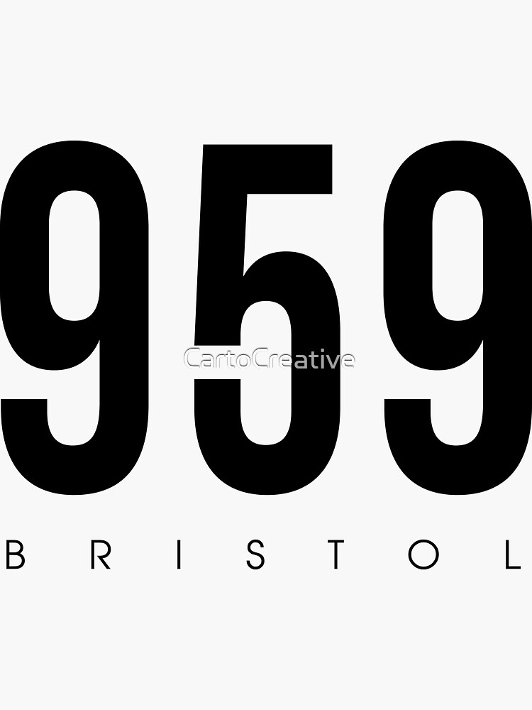 "Bristol, CT 959 Area Code design" Sticker for Sale by CartoCreative