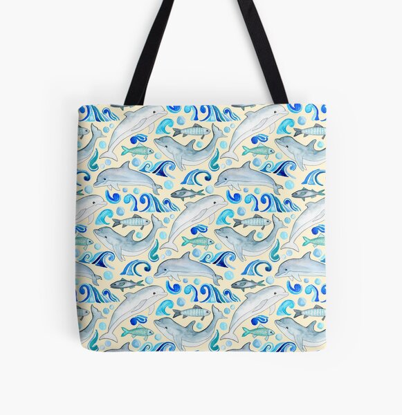 PixieLady White & Blue Watercolor Dolphin Tote, Best Price and Reviews