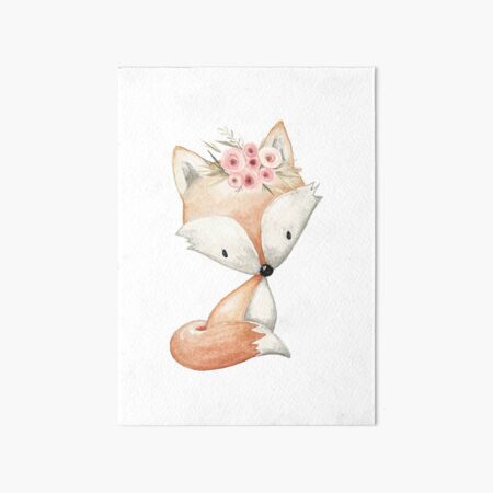 Boho Floral Woodland Fox Art Board Print