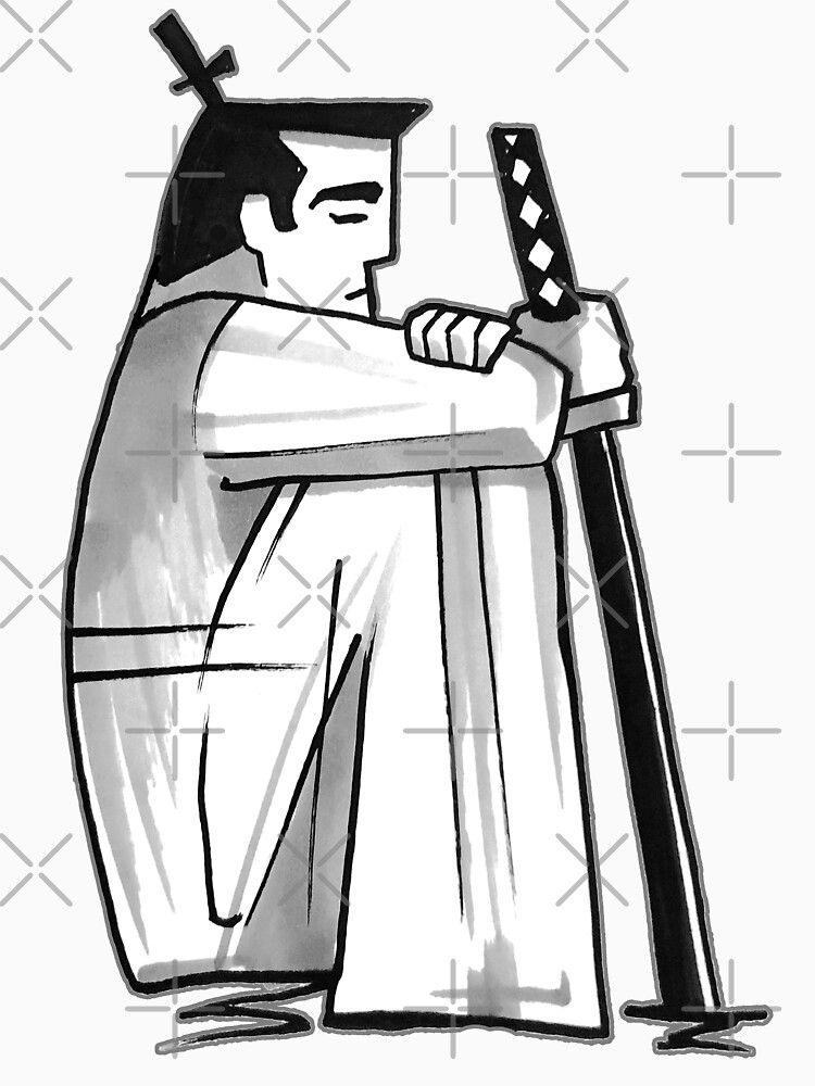 Samurai Jack™ in Black and White Contemplation by sketchNkustom