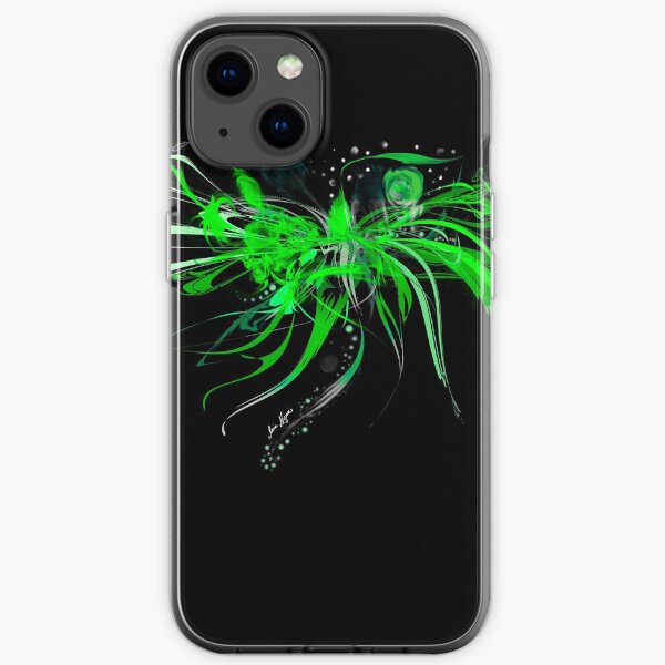 Green on black by mjvision Mia Niemi iPhone Soft Case
