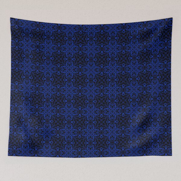 Item preview, Interlocking Crosses Motif - Blue On Black designed and sold by Blenderbeetle.