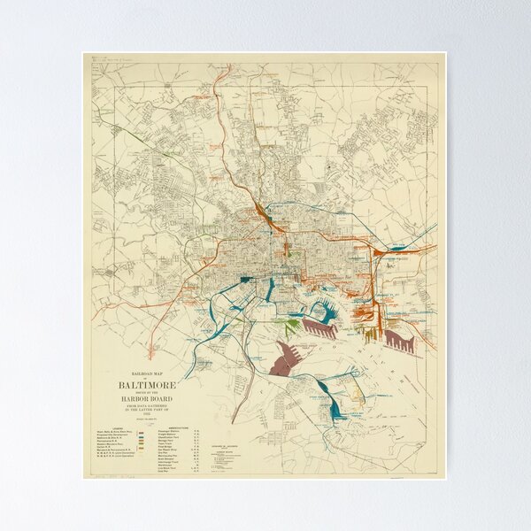 Item preview, Vintage Baltimore MD Railroad Map (1922) designed and sold by BravuraMedia.