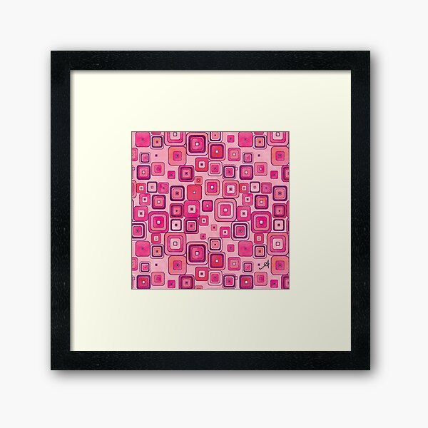 Watercolour Squares Pink Amanya Design Framed Art Print