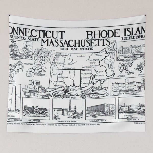 Item preview, Vintage Illustrative Southern New England States Map (1912) designed and sold by BravuraMedia.