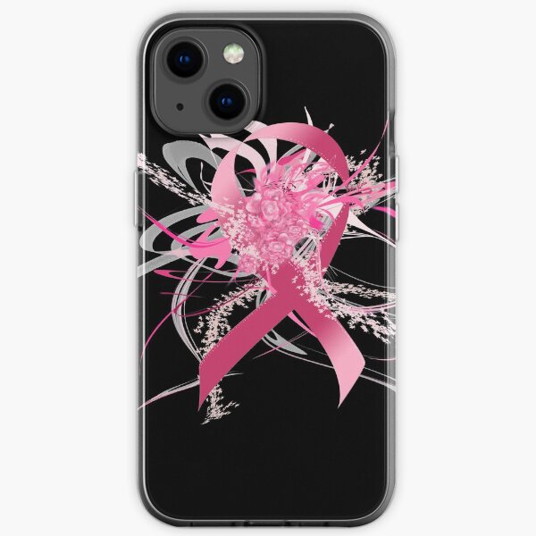 Pink Flower Ribbon black by mjvision Mia Niemi iPhone Soft Case