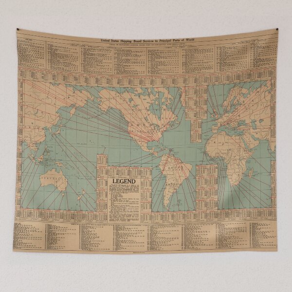 Item preview, Vintage World Map Shipping Routes and Speeds (1923) designed and sold by BravuraMedia.