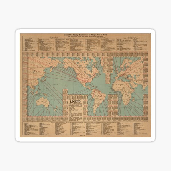 Item preview, Vintage World Map Shipping Routes and Speeds (1923) designed and sold by BravuraMedia.