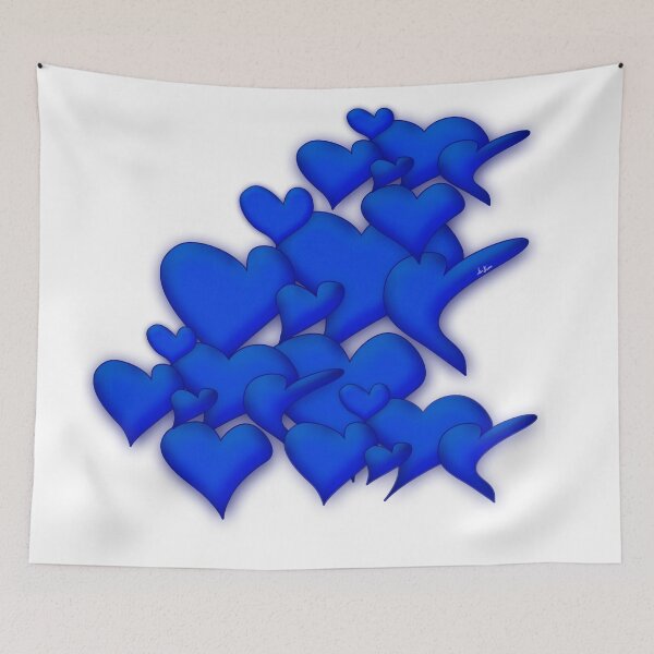 Item preview, Blue Hearts white by mjvision Mia Niemi designed and sold by mjvisiondesign.