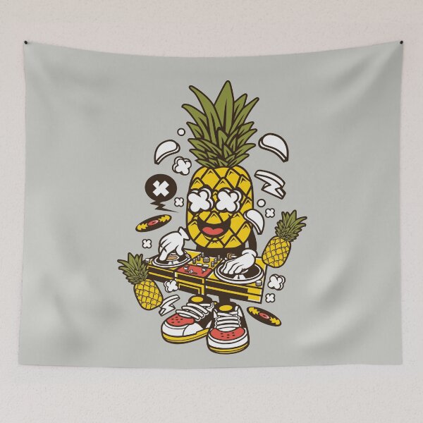 Item preview, Dj Pineapple Cartoon Character - Juicy summer sounds Dance-Club-Music-Party-Fun designed and sold by Nickelparis.