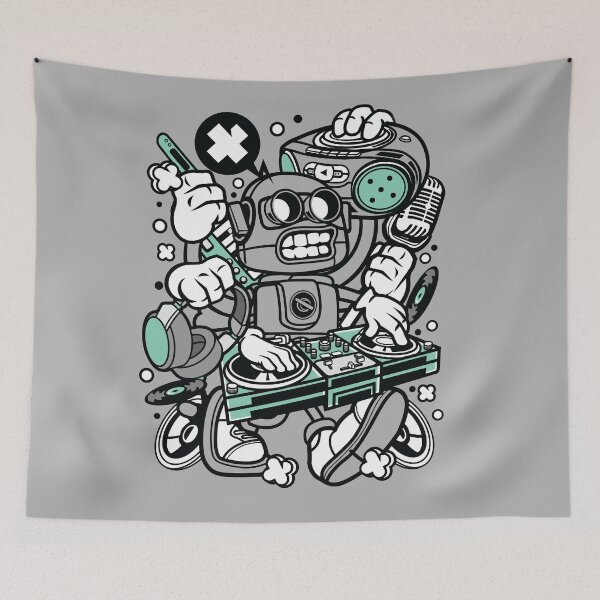 Item preview, Dj Robot Cartoon Character - Juicy summer sounds Dance-Club-Music-Party-Fun designed and sold by Nickelparis.