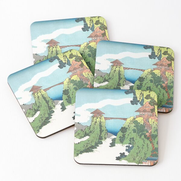 Item preview, The Hanging-cloud Bridge at Mount Gyodo near Ashikaga by Katsushika Hokusai designed and sold by Takeda-art.