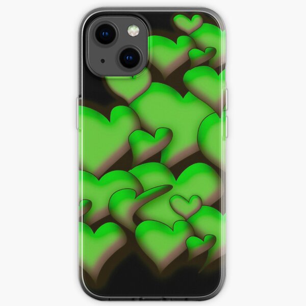 Green Hearts black by mjvision Mia Niemi iPhone Soft Case