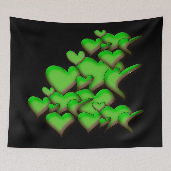 Item preview, Green Hearts black by mjvision Mia Niemi designed and sold by mjvisiondesign.