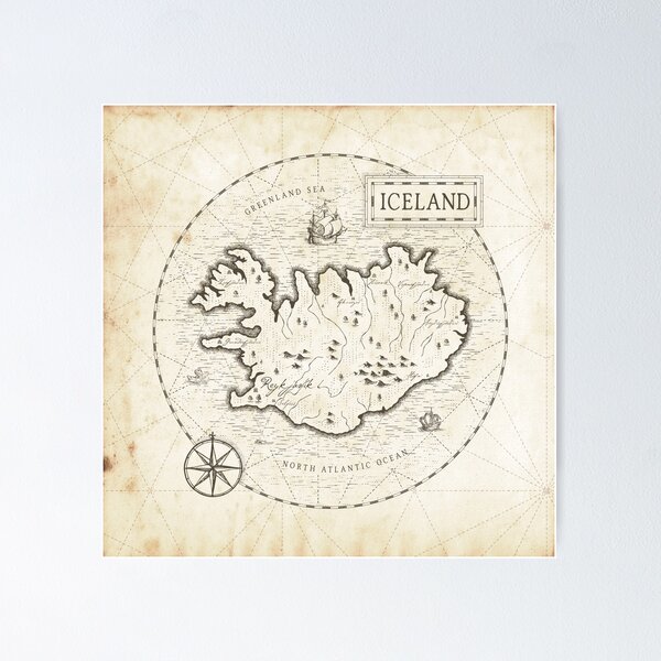 Item preview, Vintage Map Iceland designed and sold by Motivburg.