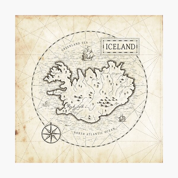 Item preview, Vintage Map Iceland designed and sold by Motivburg.