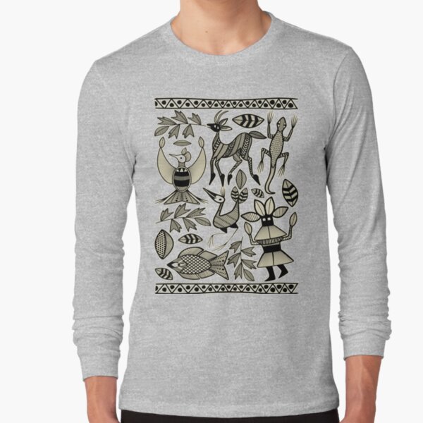 African Senufo Korhogo Tribal Ethnic Art Long Sleeve T-Shirt