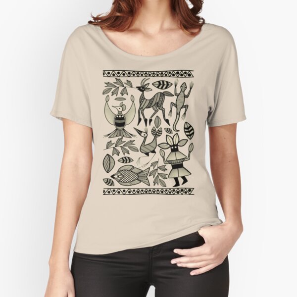 African Senufo Korhogo Tribal Ethnic Art Relaxed Fit T-Shirt