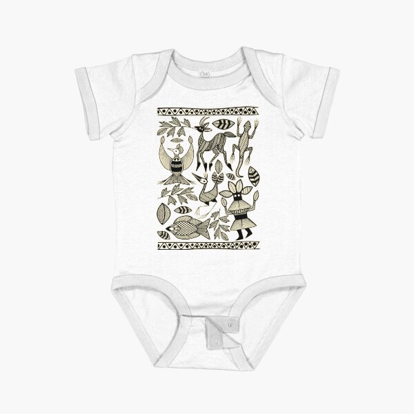 African Senufo Korhogo Tribal Ethnic Art Short Sleeve Baby One-Piece