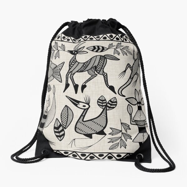 African Senufo Korhogo Tribal Ethnic Art Drawstring Bag