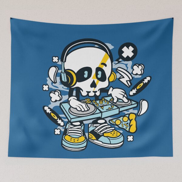 Item preview, Dj Skull Nickel Paris - Cartoon Character - laying down his inimitable lilting, haunting melodies, bombastic style Dance-Club-Music-Party-Fun designed and sold by Nickelparis.