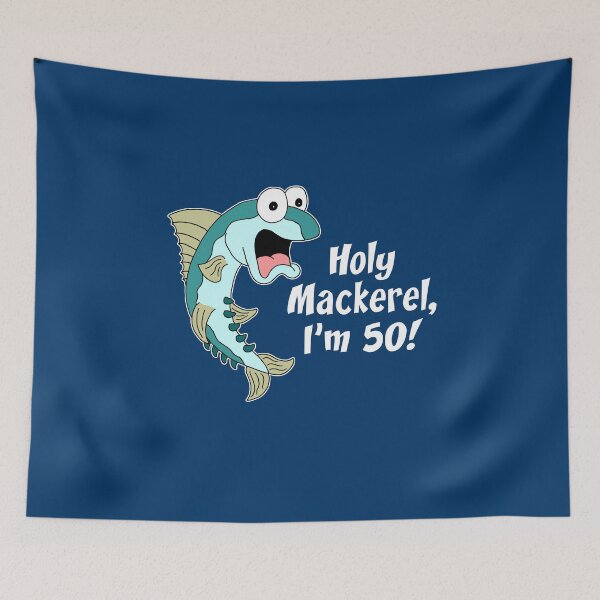 Item preview, Holy Mackerel I'm 50 Funny Cartoon Fish designed and sold by jaycartoonist.