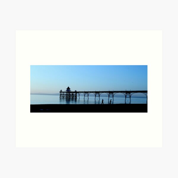 Children on Clevedon Sunset Art Print