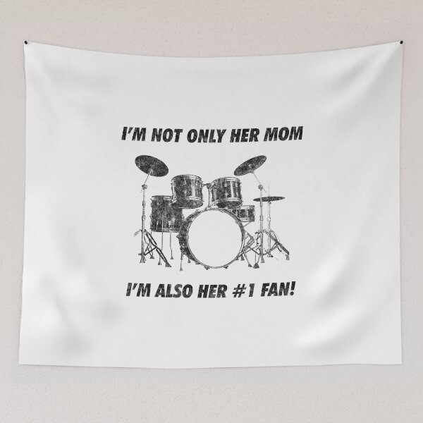 Item preview, I'm Not Only Her Mom Im Also Number 1 Fan Funny Drums Vintage Drummer Distressed designed and sold by artworkbyrihen.